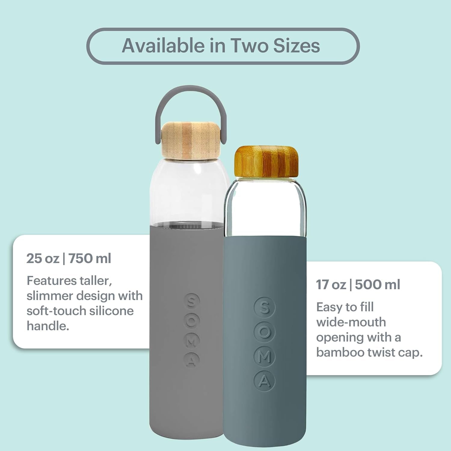 25 Oz. Glass Water Bottle - Gray - DTC