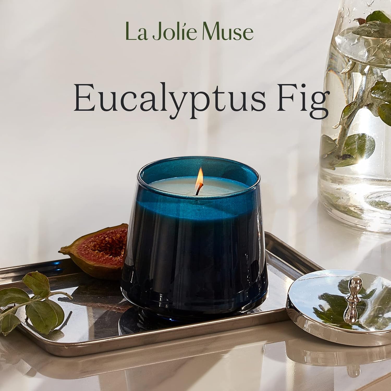 Eucalyptus Candles, Candles for Home Scented, Aromatherapy Candles for Stress Relief, Natural Soy Wax Candles, Luxury Glass Jar Candles, 75 Hours Long Burning Candles, 12.3Oz