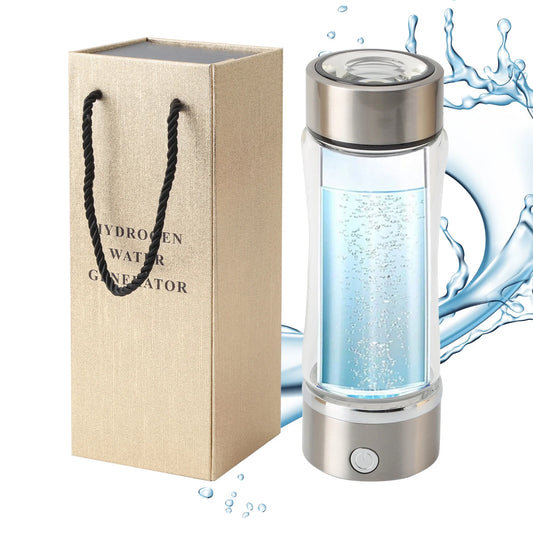 420Ml Portable Hydrogen Water Ionizer Machine,Hydrogen Water Generator, Rechargeable Hydrogen Rich Water Glass Health Cup for Home Travel - Silver