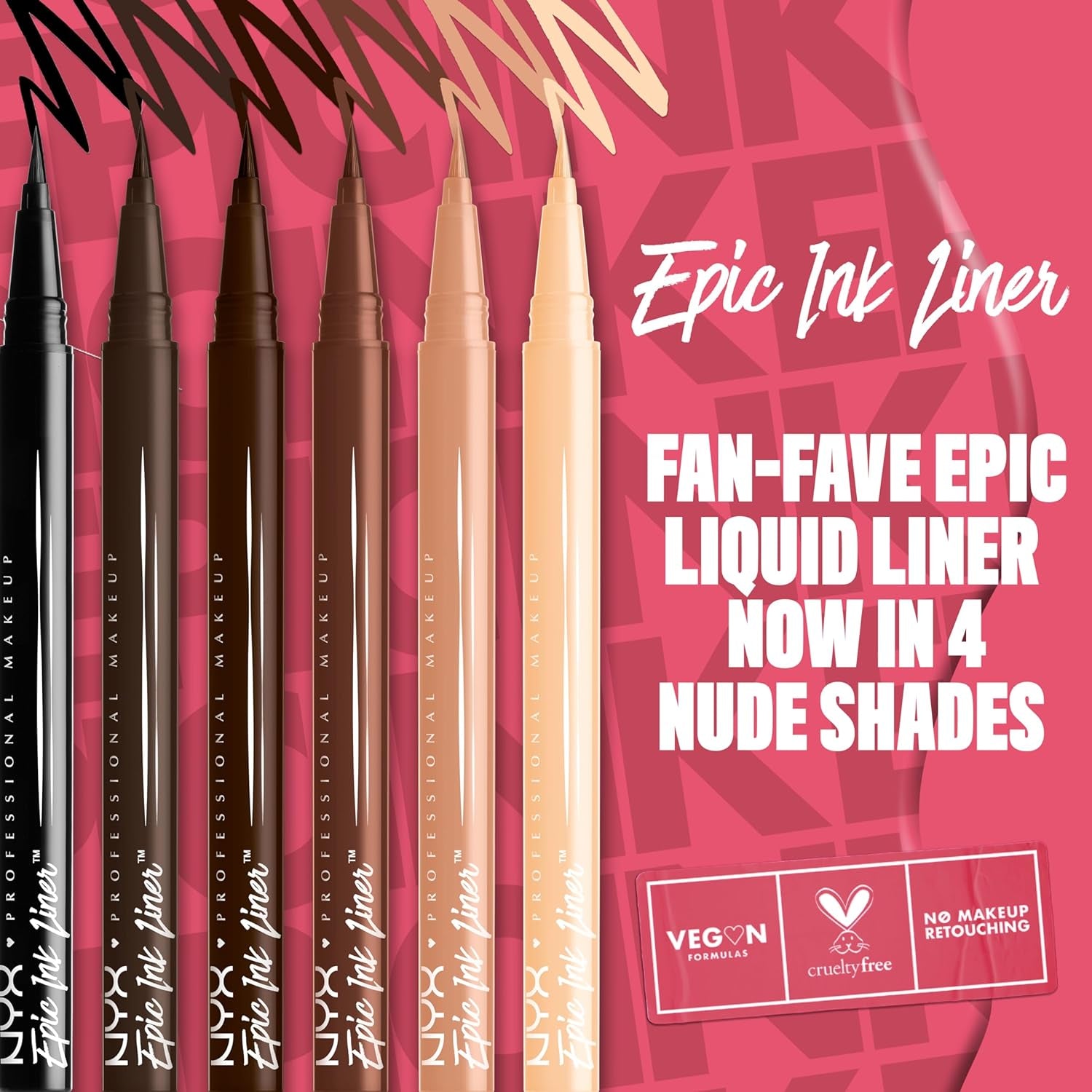 Epic Ink Liner, Waterproof Liquid Eyeliner - Black (Pack of 2), Vegan Formula