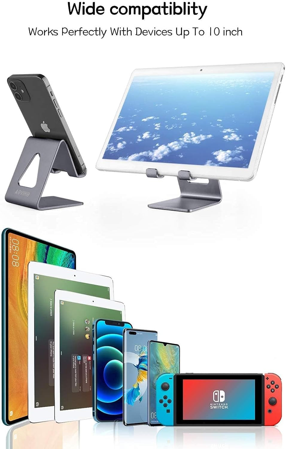 Cell Phone Stand Desk Phone Holder - Aluminum Mobile Phone Cradle Dock for Iphone 15 14 13 12 Pro 11 X Xs Max 8 7 6 6S plus SE 5 Samsung All Smart Phones (Dark Gray)