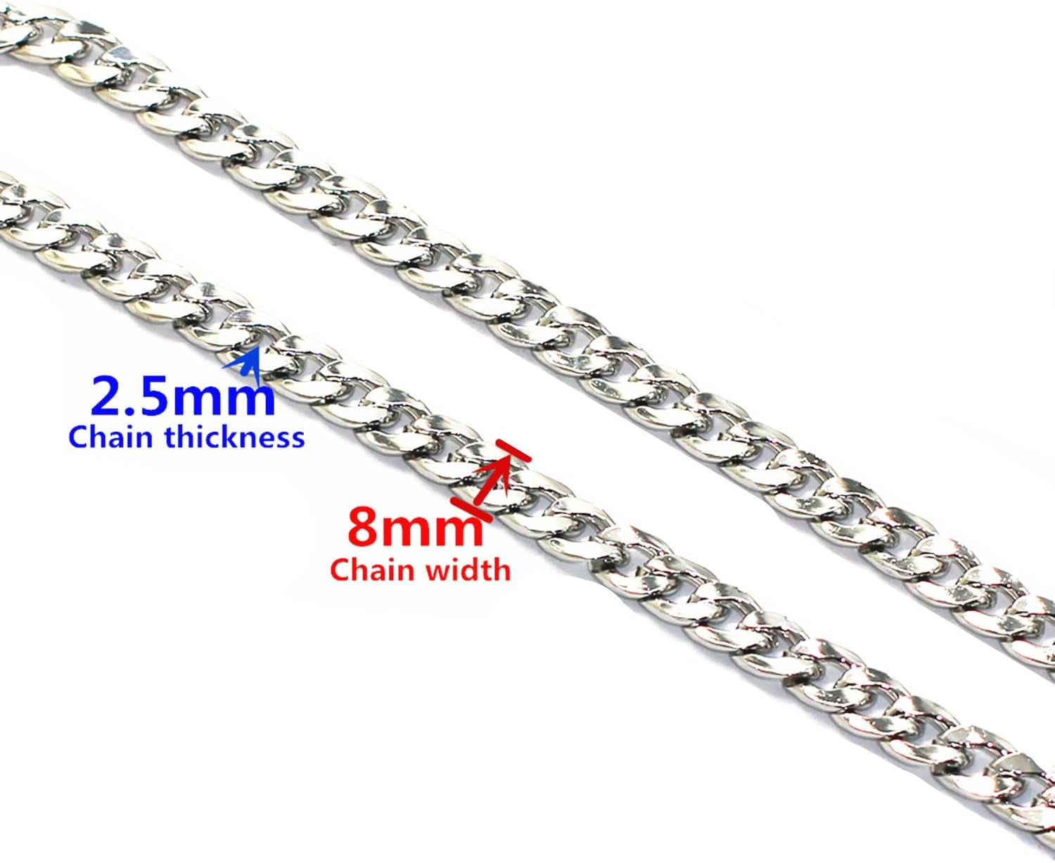 DIY Iron Flat Chain Strap Handbag Chains Purse Chain Straps Shoulder Cross Body Replacement Straps with Metal Buckles (31.5", Silver)