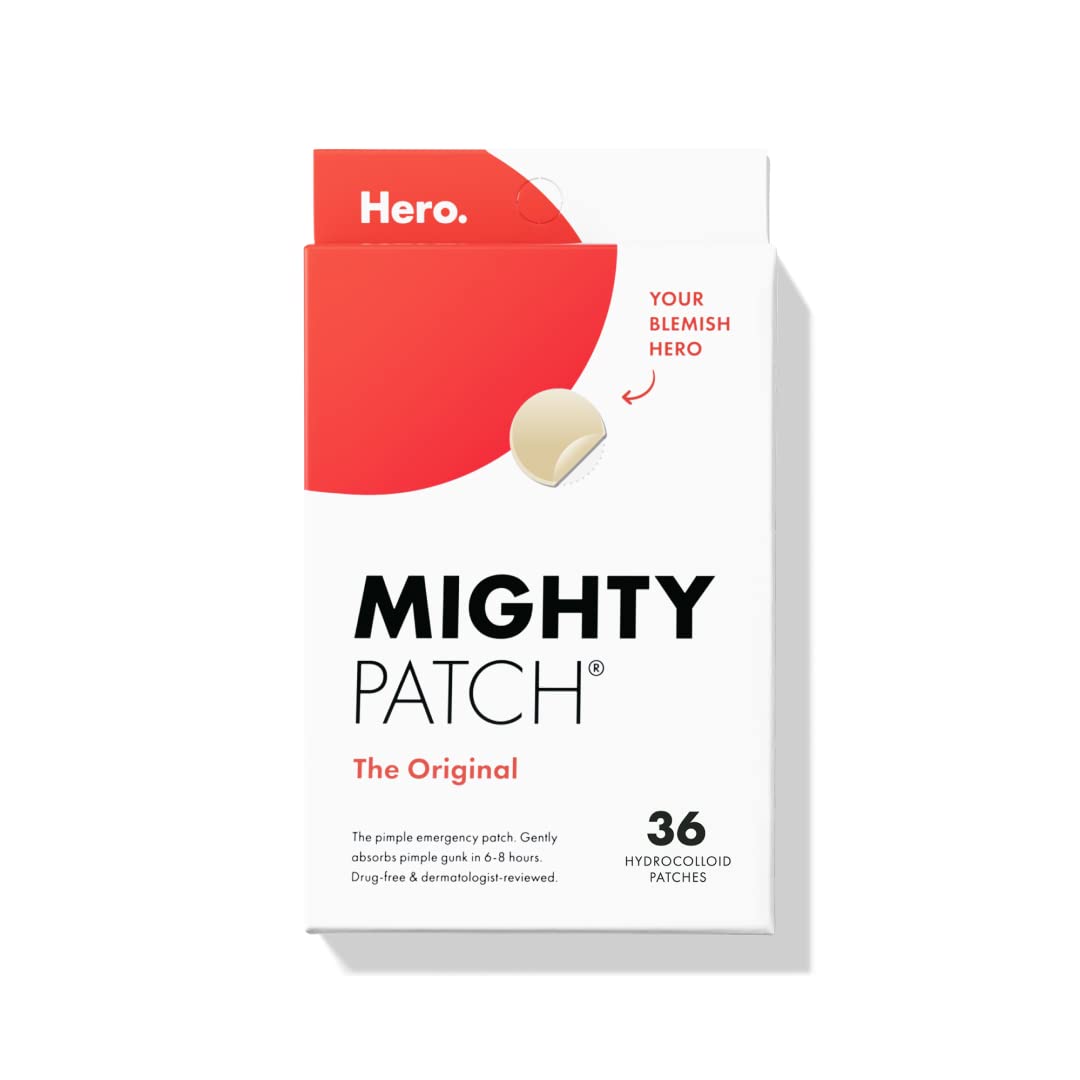 Original Patch from Hero Cosmetics - Hydrocolloid Acne Pimple Patch for Covering Zits and Blemishes in Face and Skin, Vegan-Friendly and Not Tested on Animals (36 Count)