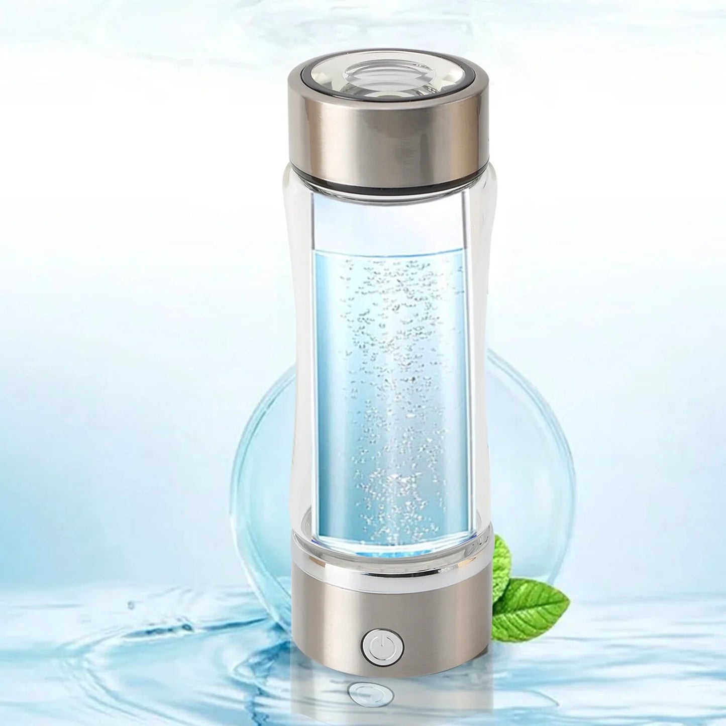 420Ml Portable Hydrogen Water Ionizer Machine,Hydrogen Water Generator, Rechargeable Hydrogen Rich Water Glass Health Cup for Home Travel - Silver