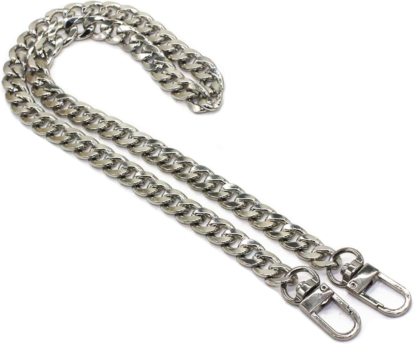 DIY Iron Flat Chain Strap Handbag Chains Purse Chain Straps Shoulder Cross Body Replacement Straps with Metal Buckles (31.5", Silver)