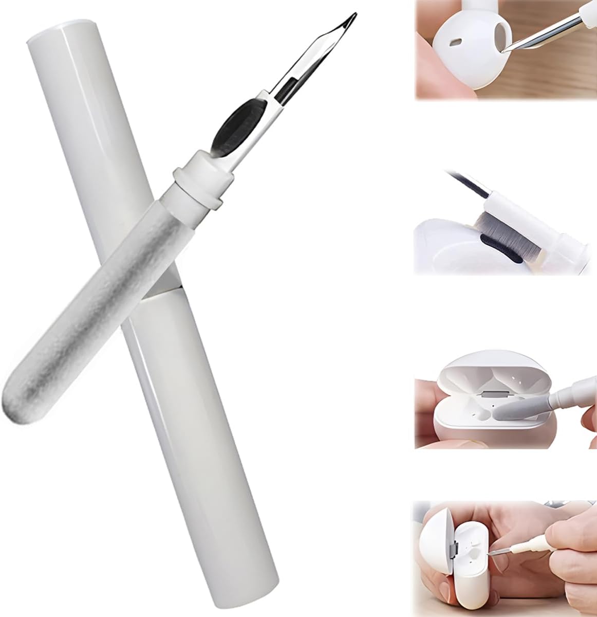 Cleaner Kit for Airpods,Earbuds Cleaning Kit for Airpods Pro 1 2 3, Multi-Function Cleaning Tool with Brush for Wireless Earphones Bluetooth Headphones Camera and Iphone(White)