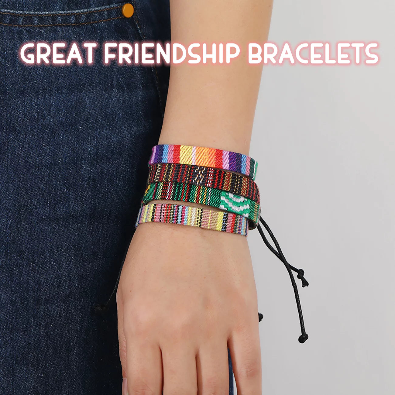 Bracelets Forwomen Friendship Bracelets for Girls Boho Colorful Anklet Bracelet String Rope Jewelry Cheer Stuff for Women Men Rabinbow 12 Pcs