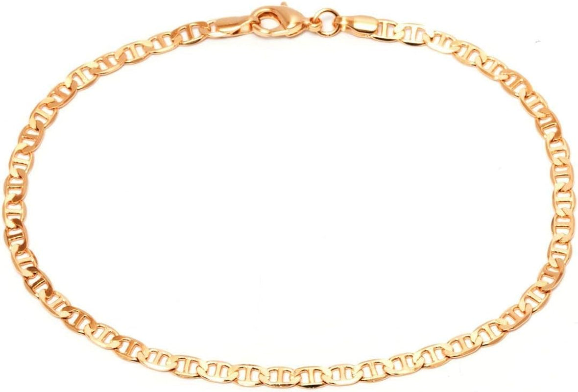 18K Gold-Plated Flat Marina Link Anklet for Women