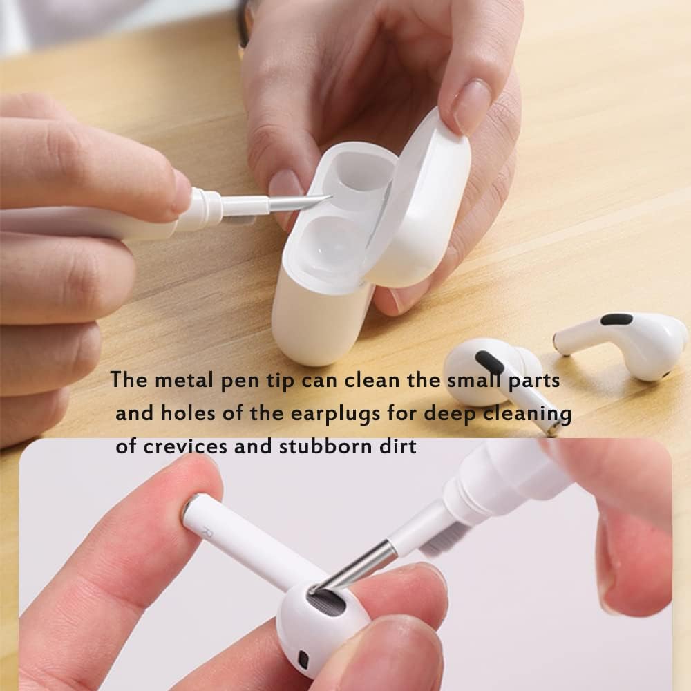 Cleaner Kit for Airpods,Earbuds Cleaning Kit for Airpods Pro 1 2 3, Multi-Function Cleaning Tool with Brush for Wireless Earphones Bluetooth Headphones Camera and Iphone(White)