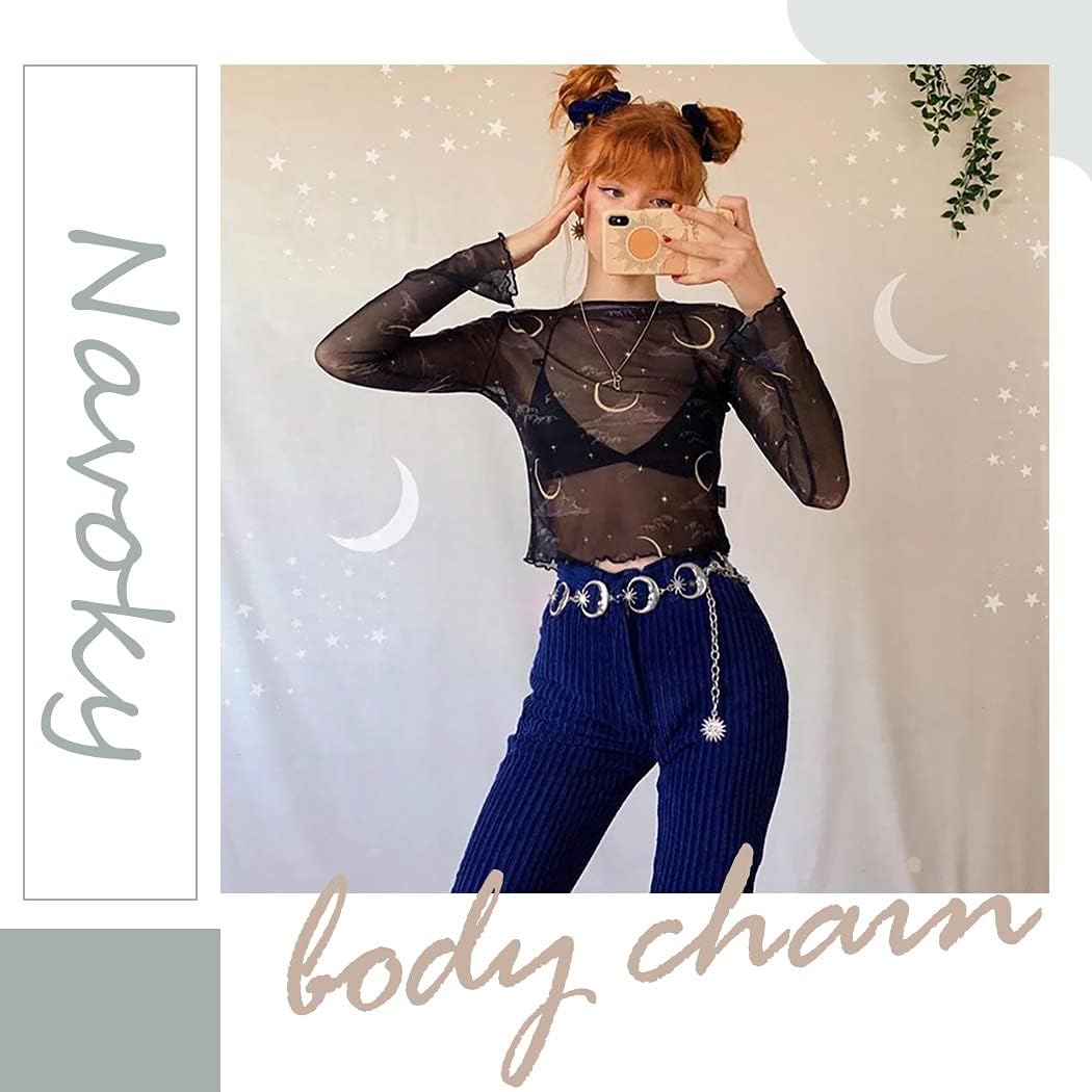 Moon Star Metal Waist Chain Sun Pendant Belly Belt Body Chains Jewelry Accessories for Women and Girls