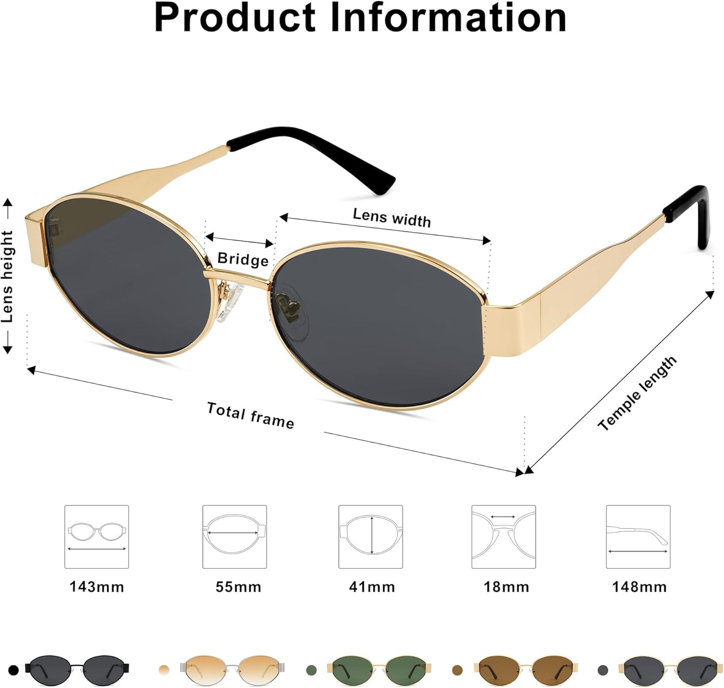 Retro Oval Sunglasses for Women Trendy Sun Glasses Classic Shades UV400 Protection SJ1217