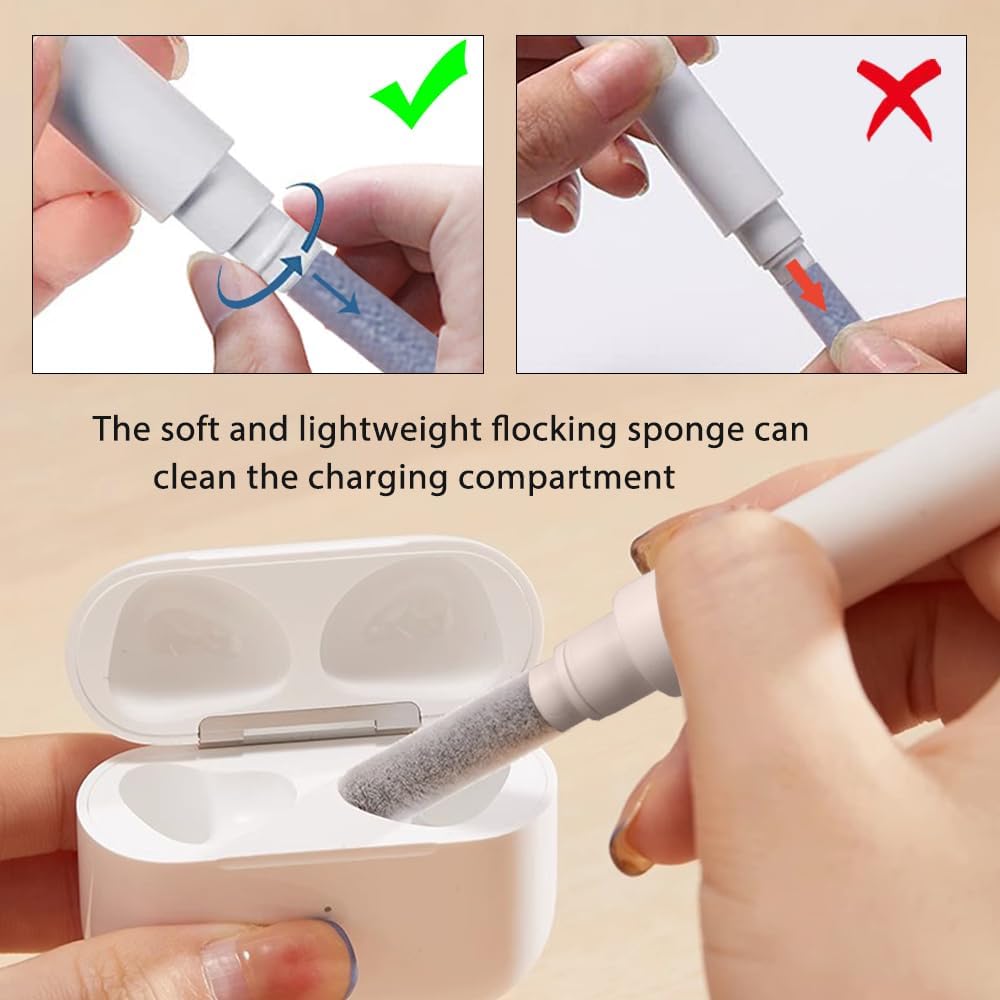 Cleaner Kit for Airpods,Earbuds Cleaning Kit for Airpods Pro 1 2 3, Multi-Function Cleaning Tool with Brush for Wireless Earphones Bluetooth Headphones Camera and Iphone(White)