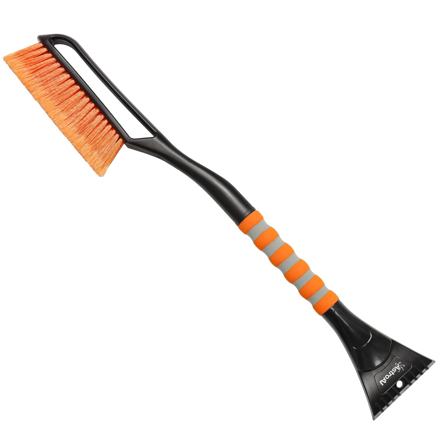 27" Snow Brush and Ice Scrapers for Car Windshield, Detachable Snow Scrapers with Ergonomic Foam Grip for Cars, Trucks, Suvs (Heavy Duty ABS, PVC Brush, Orange)