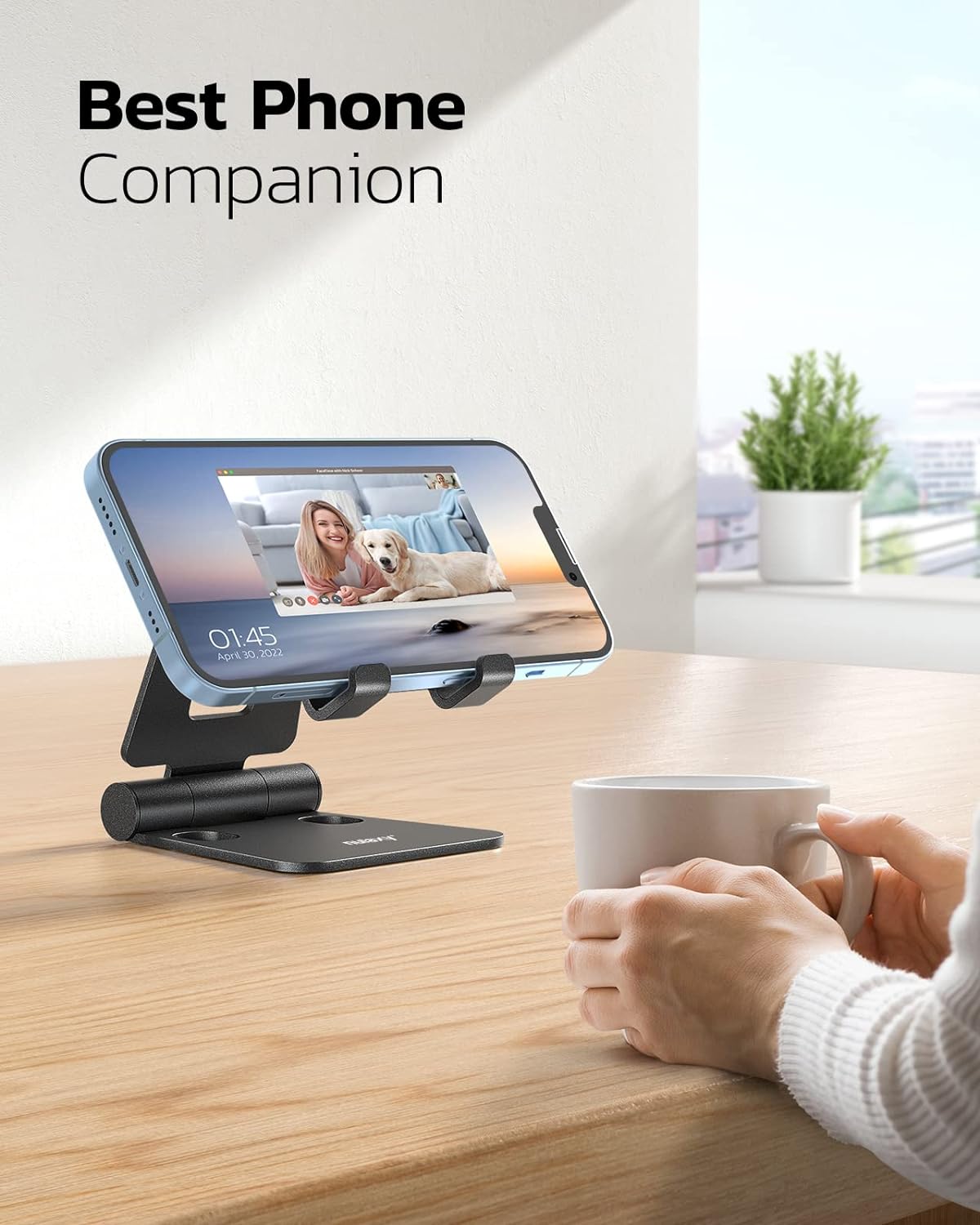 Dual Folding Cell Phone Stand, Fully Adjustable Foldable Desktop Phone Holder Cradle Dock Compatible with Phone 16 15 14 13 12 11 Pro Xs Xs Max Xr X 8, Nintendo Switch, All Phones