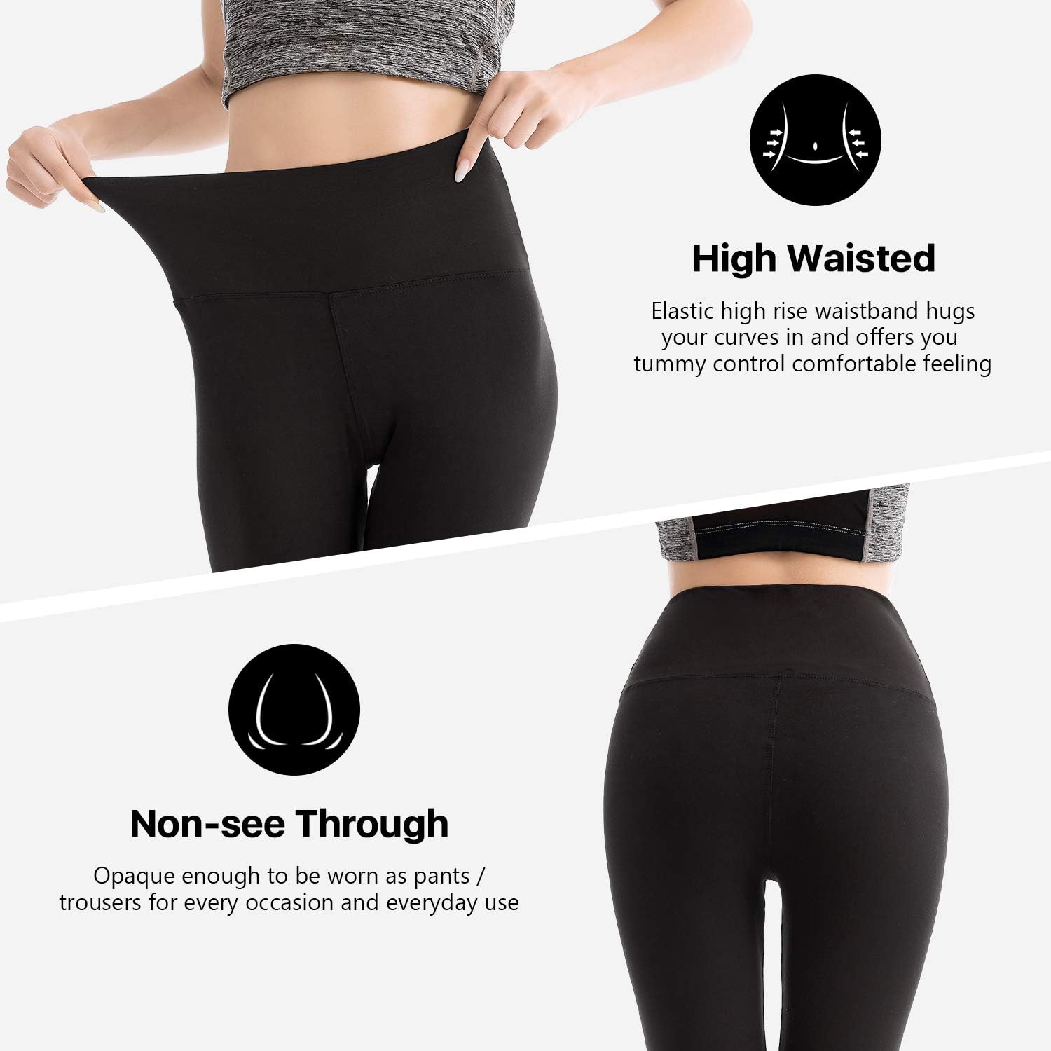 High Waisted Leggings for Women - Full Length Capri Buttery Soft Yoga Pants for Workout Athletic