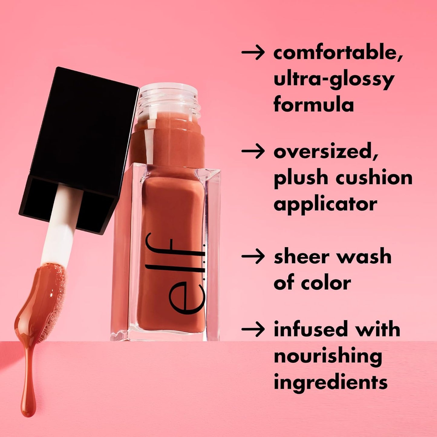 Glow Reviver Lip Oil, Nourishing Tinted Lip Oil for a High-Shine Finish, Infused with Jojoba Oil, Vegan & Cruelty-Free, Rose Envy