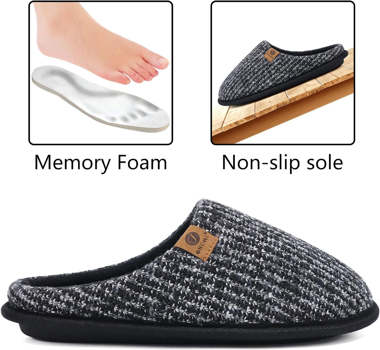 Men's Cozy Memory Foam Scuff Slippers Slip on Warm House Shoes Indoor/Outdoor with Best Arch Support Size 7-15