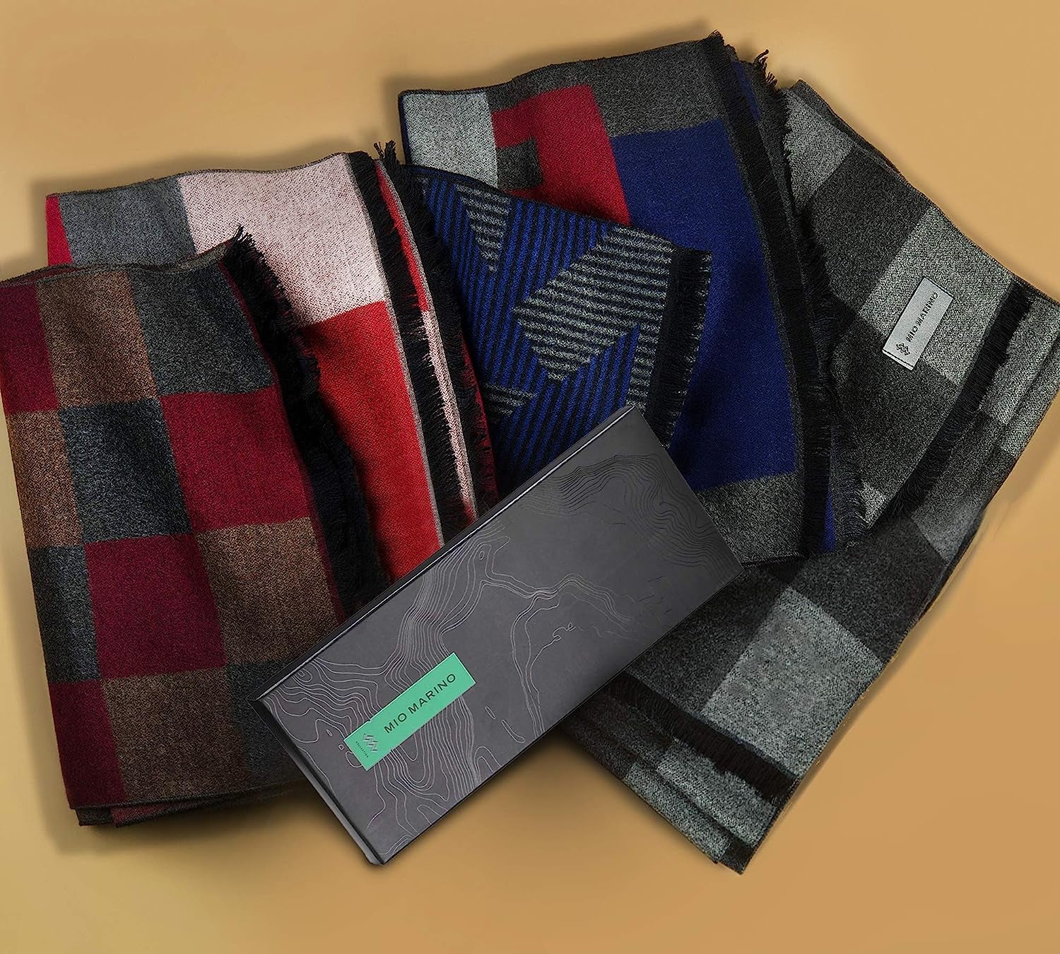 Marino’S Winter Cashmere Feel Men Scarf,100% Cotton Fashion Scarves, in Elegant Gift Box