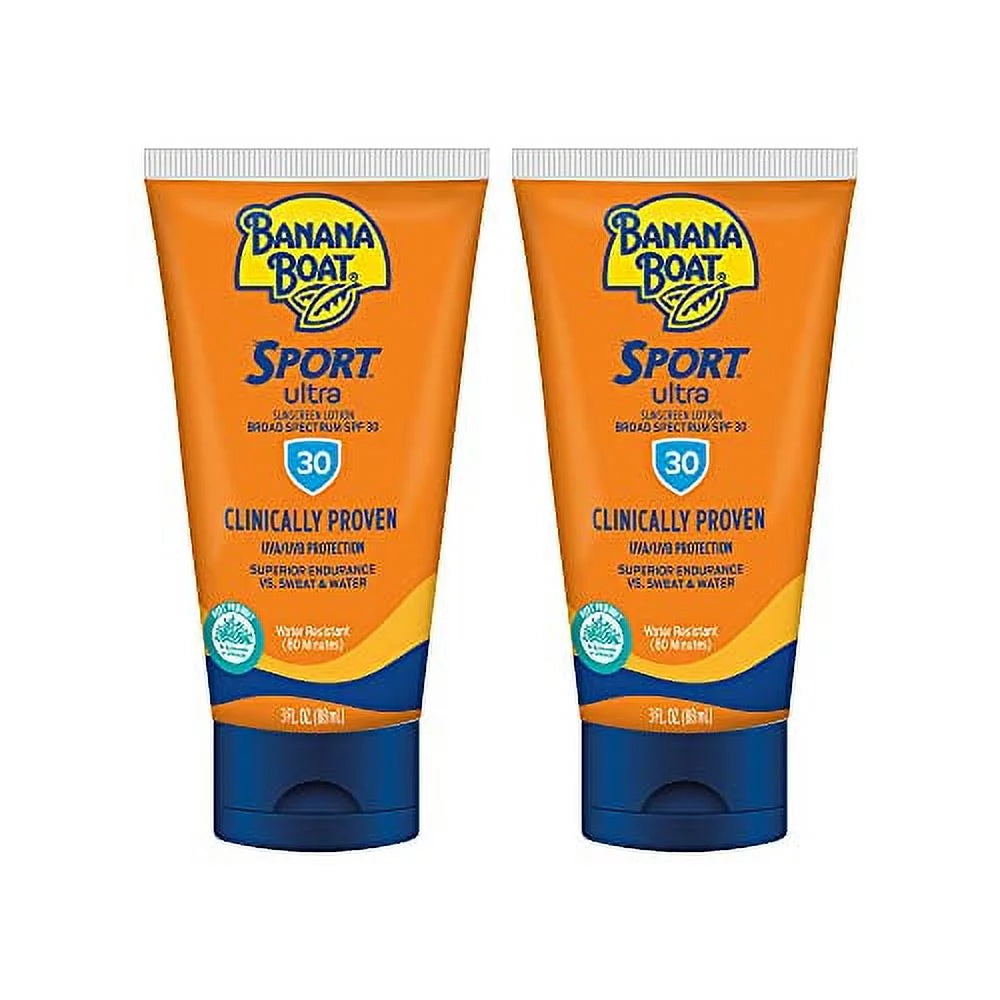 Sport Ultra Sunscreen Lotion SPF 30, Travel Size 3Oz Twin Pack, Sweat & Water Resistant Sunblock for Active Lifestyle