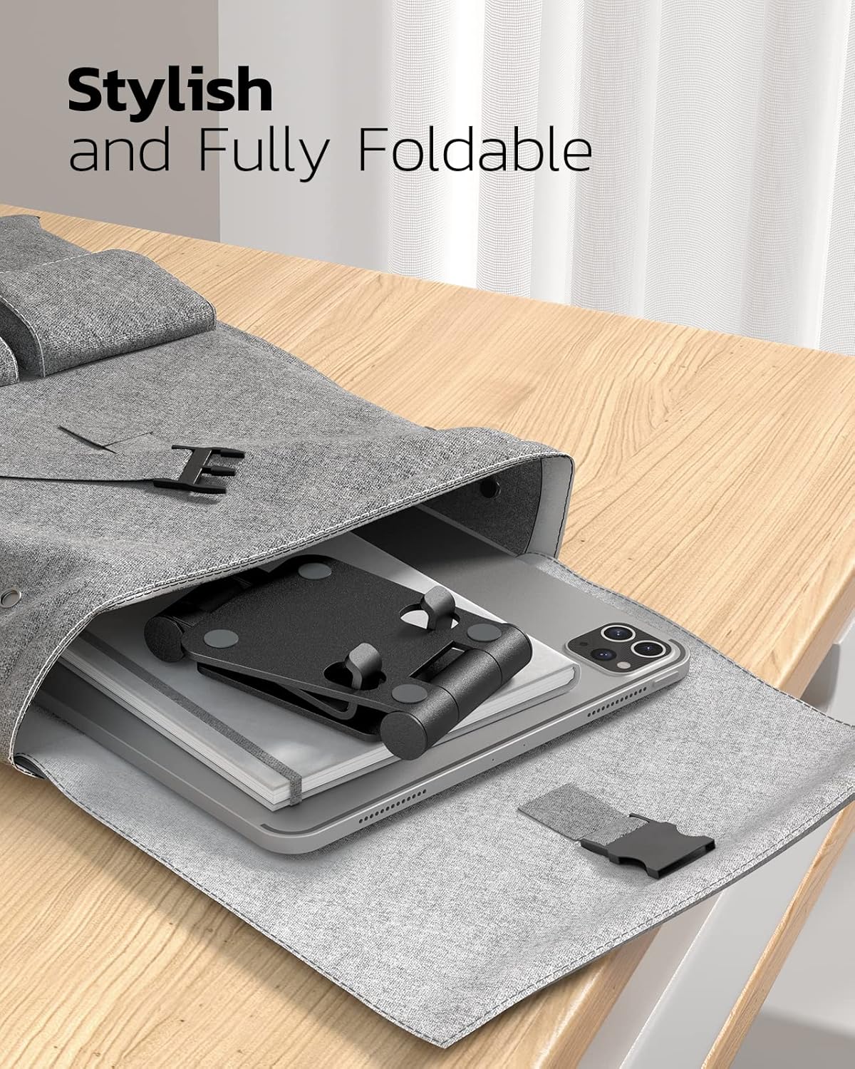 Dual Folding Cell Phone Stand, Fully Adjustable Foldable Desktop Phone Holder Cradle Dock Compatible with Phone 16 15 14 13 12 11 Pro Xs Xs Max Xr X 8, Nintendo Switch, All Phones