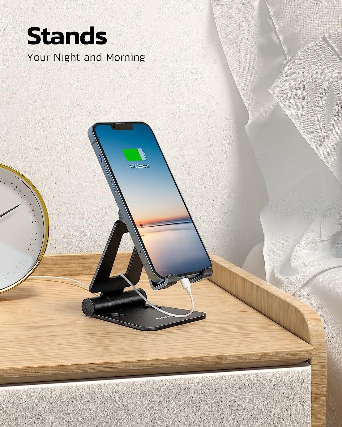 Dual Folding Cell Phone Stand, Fully Adjustable Foldable Desktop Phone Holder Cradle Dock Compatible with Phone 16 15 14 13 12 11 Pro Xs Xs Max Xr X 8, Nintendo Switch, All Phones