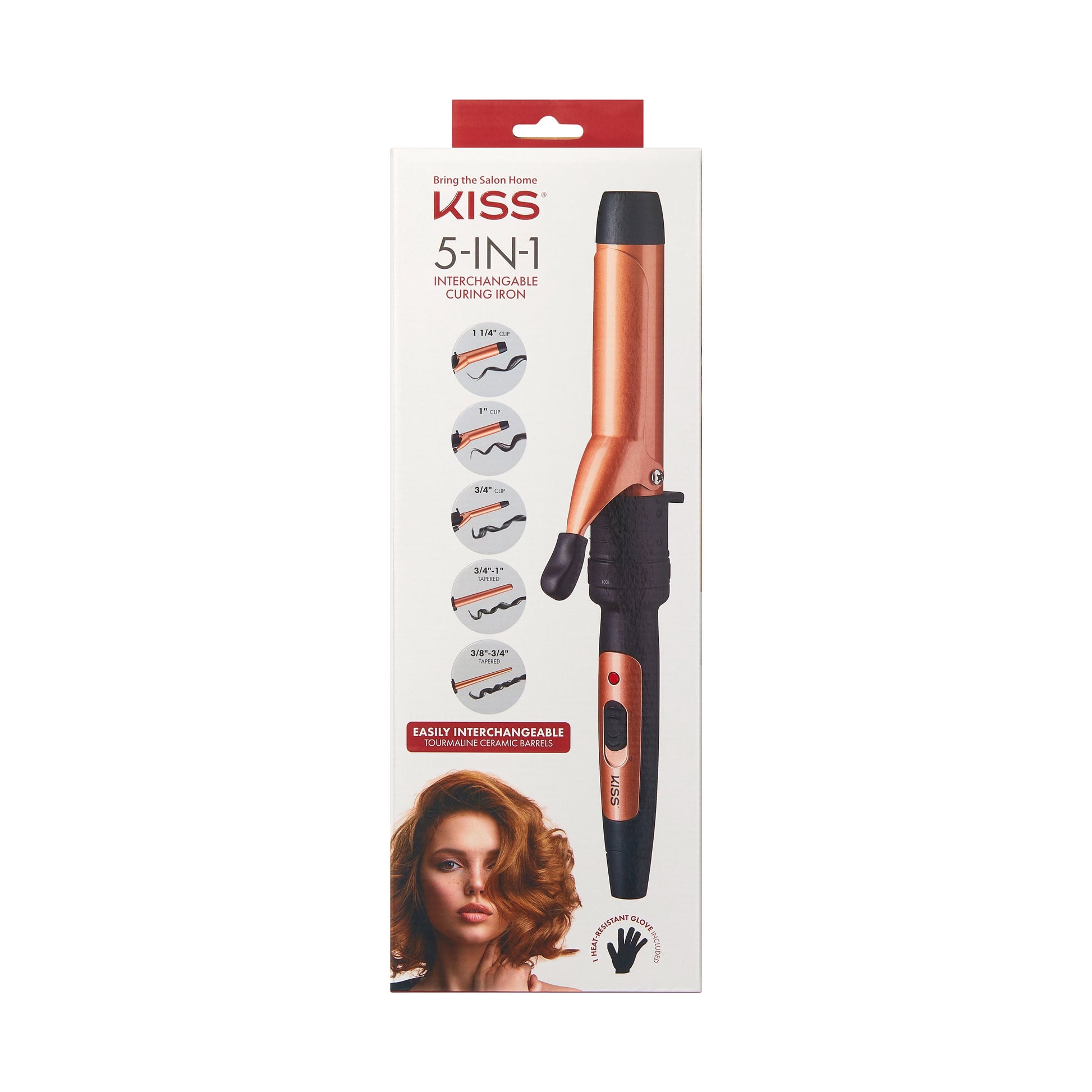 Gold Edition 5-In-1 Interchangeable Curling Iron, Tourmaline Ceramic Wand