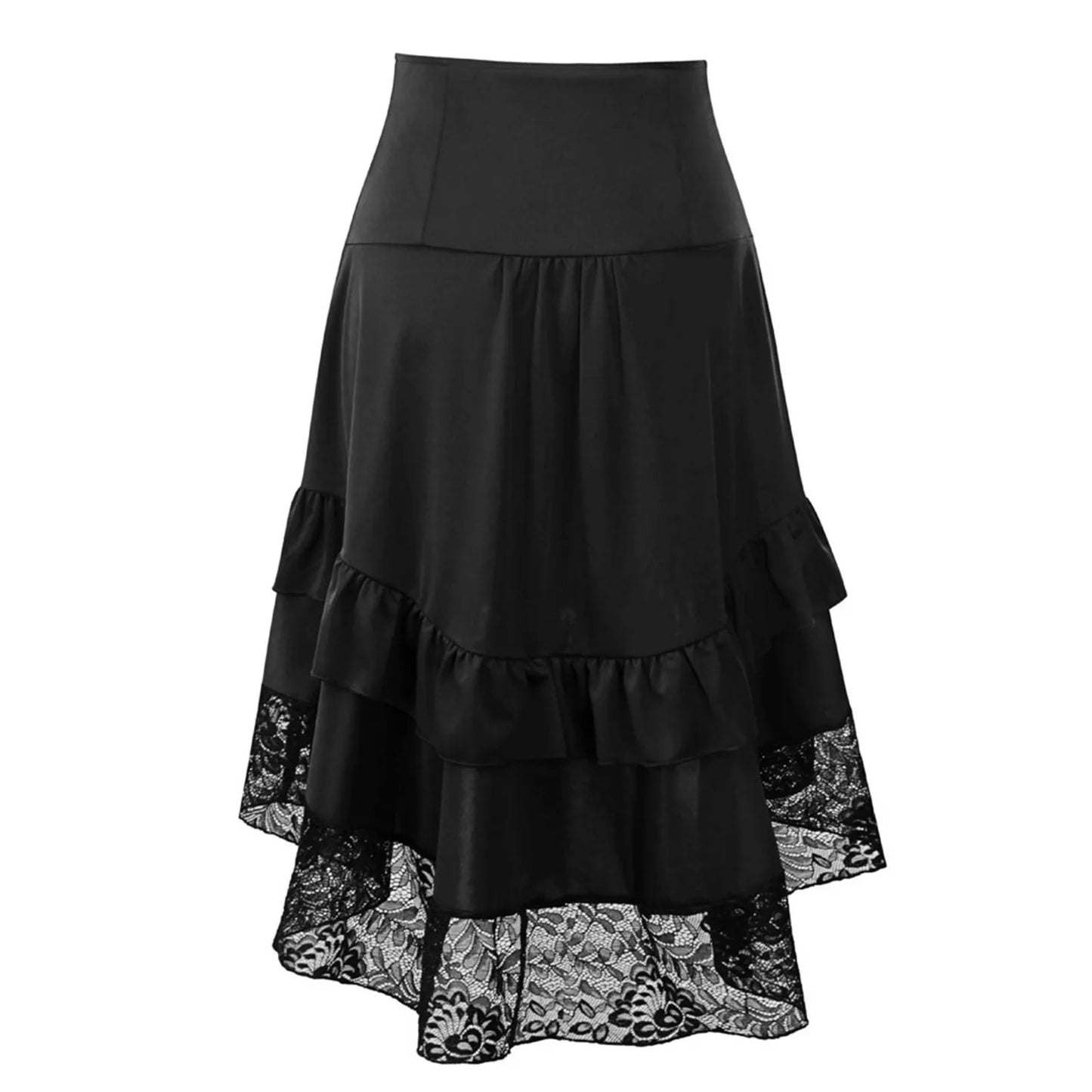 Costumes Steampunk Gothic Skirt Lace Women Clothing High Low Ruffle Party Lolita Red Medieval Victorian Punk Skater Button Front