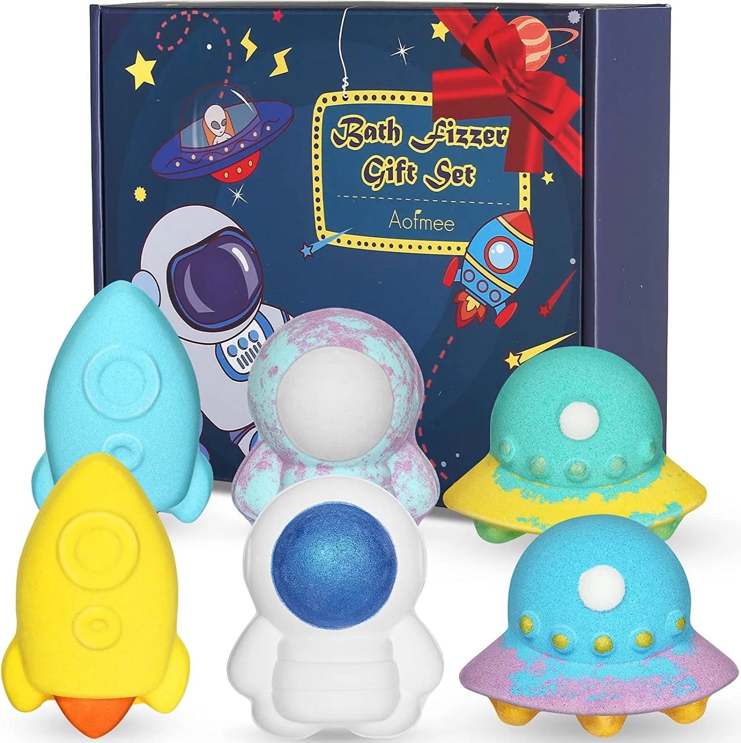 Bath Bombs for Kids, 6 Pack Space Themed Bath Bombs Toys - Safe & Gentle Bubble, Birthday Christmas Surprise Gift Set for 3+ Years Old Boys Girls