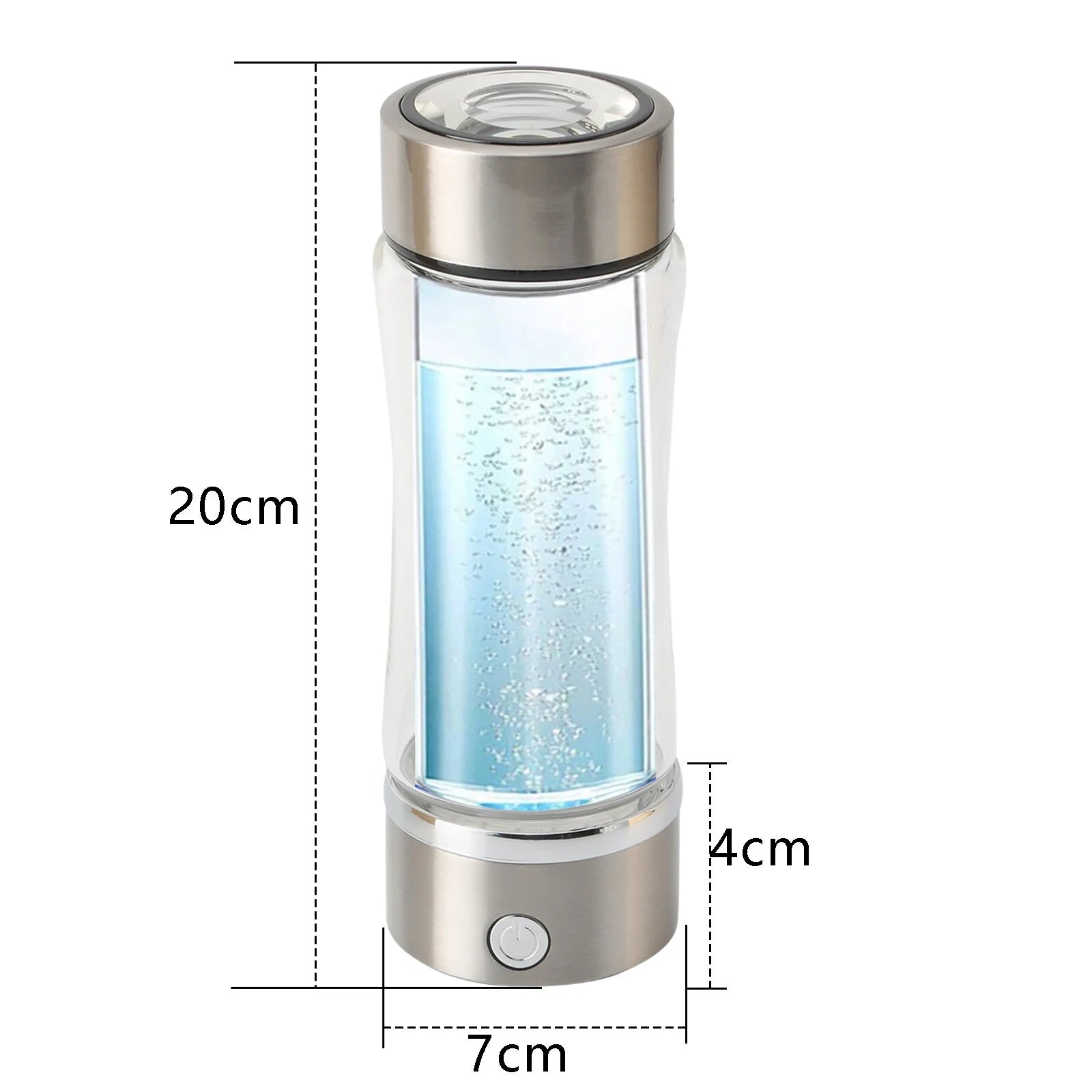 420Ml Portable Hydrogen Water Ionizer Machine,Hydrogen Water Generator, Rechargeable Hydrogen Rich Water Glass Health Cup for Home Travel - Silver