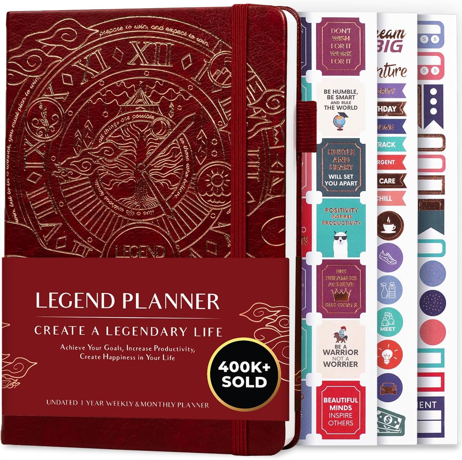 – Weekly & Monthly Life Planner to Hit Your Goals & Live Happier. Organizer Notebook & Productivity Journal. A5 (Wine Red)