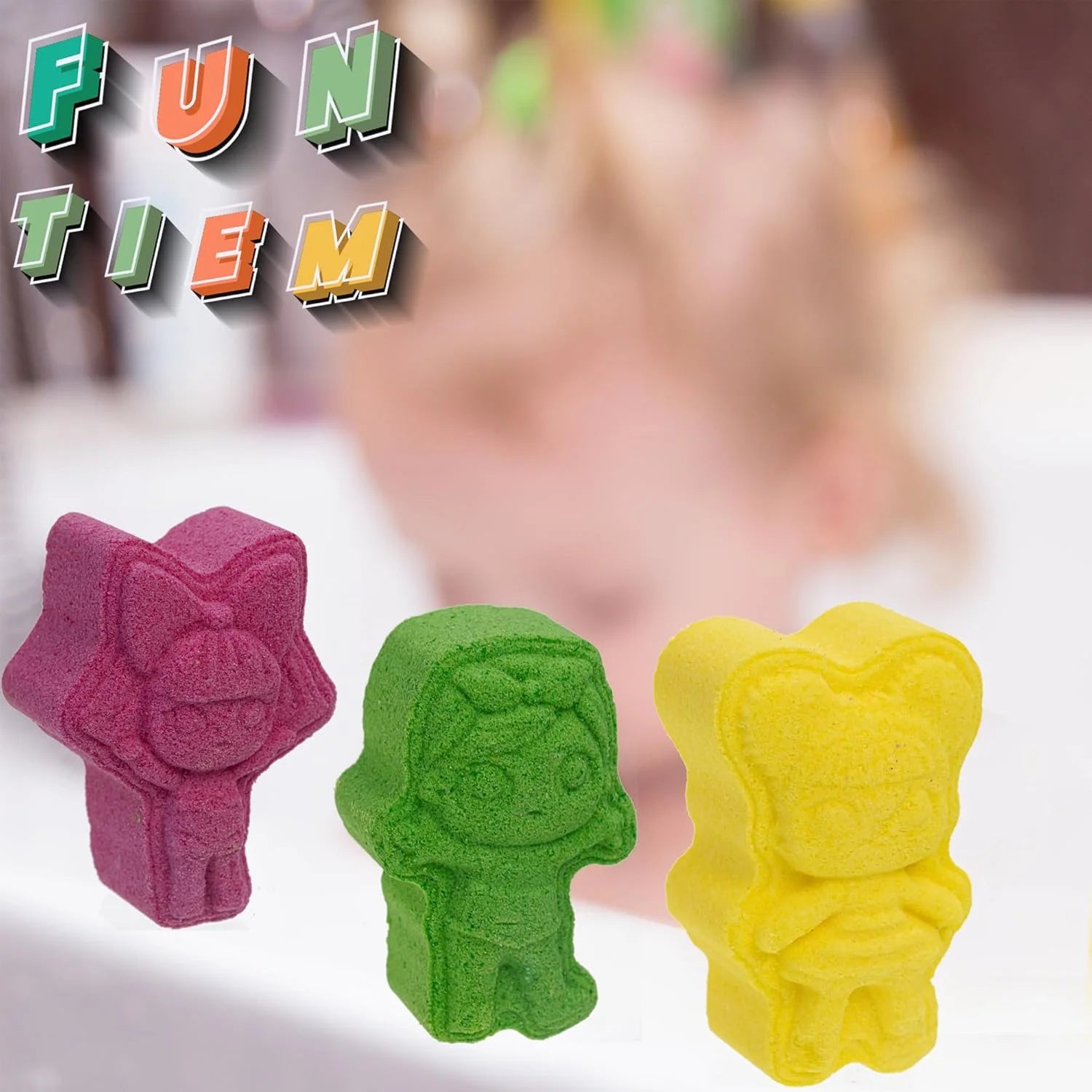 Bubblegum Scented Bath Bombs for Kids Bear Molded Kids Bath Bombs Bath Accessories, 6Pcs