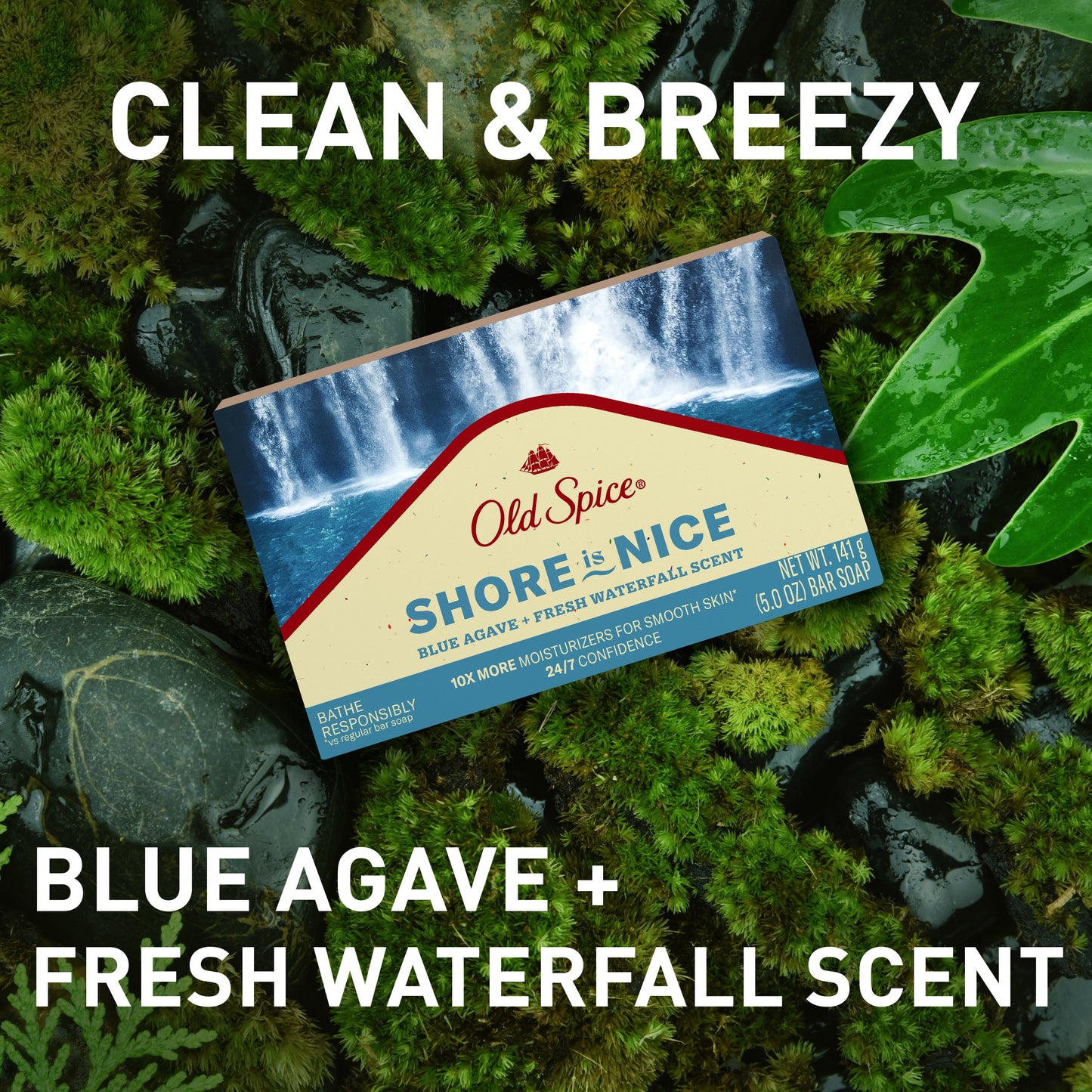 Premium Bar Soap, Seas the Day Blue Agave + Fresh Waterfall Scent, for All Skin Types, 5Oz